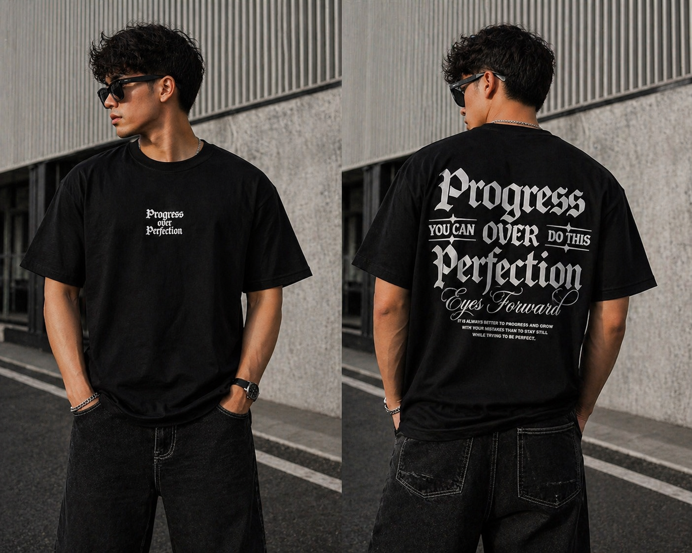 T-shirt over size black - الصورة 4